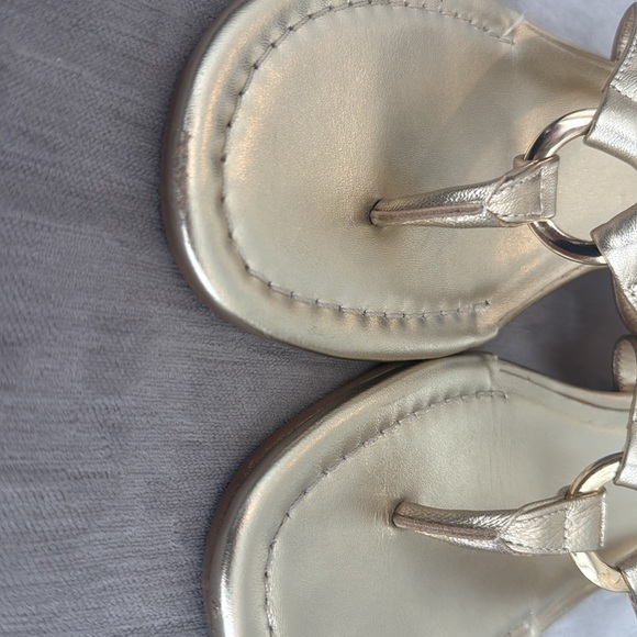 Lilly Pulitzer McKim Metallic Soft Gold Wedge Sandals - Picture 7 of 7